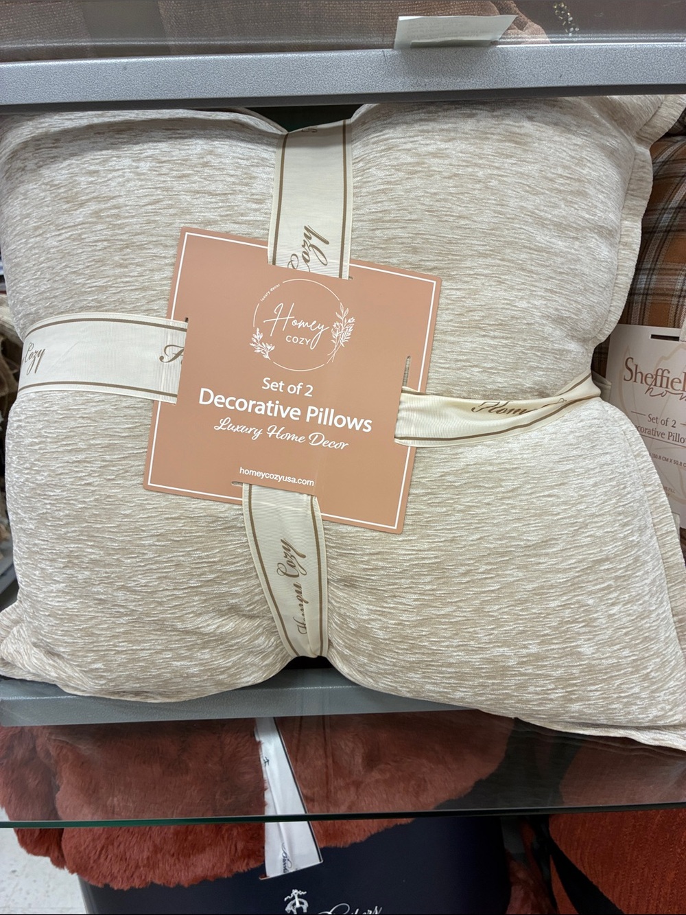 Cream-Beige Decorative Pillow Duo